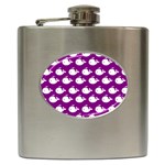 Cute Whale Illustration Pattern Hip Flask (6 oz) Front