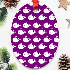 Cute Whale Illustration Pattern Oval Ornament (two Sides)