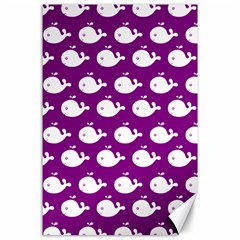 Cute Whale Illustration Pattern Canvas 24  X 36  by GardenOfOphir