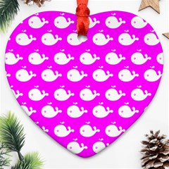 Cute Whale Illustration Pattern Heart Ornament (2 Sides) by GardenOfOphir