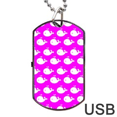 Cute Whale Illustration Pattern Dog Tag Usb Flash (one Side) by GardenOfOphir