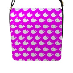 Cute Whale Illustration Pattern Flap Messenger Bag (l)  by GardenOfOphir