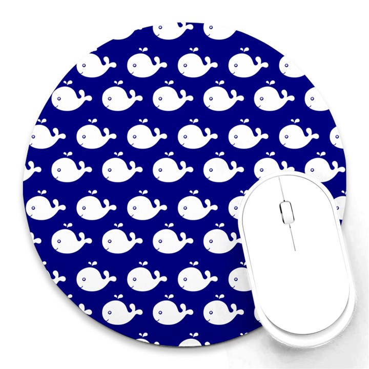 Cute Whale Illustration Pattern Round Mousepads