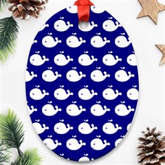 Cute Whale Illustration Pattern Ornament (oval) 