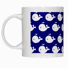 Cute Whale Illustration Pattern White Mugs by GardenOfOphir