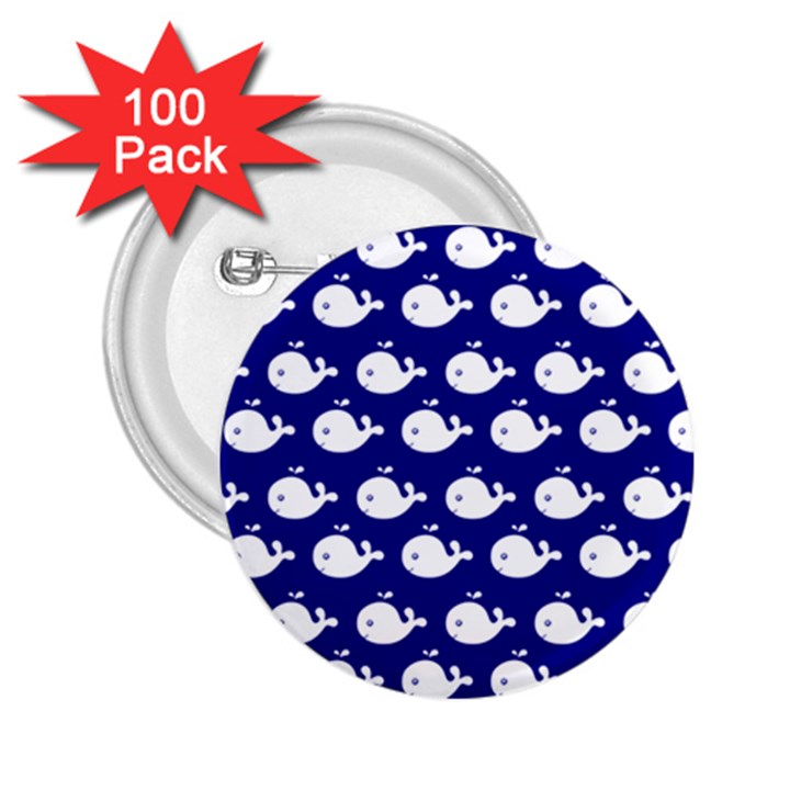 Cute Whale Illustration Pattern 2.25  Buttons (100 pack) 