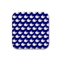 Cute Whale Illustration Pattern Rubber Square Coaster (4 Pack)  by GardenOfOphir