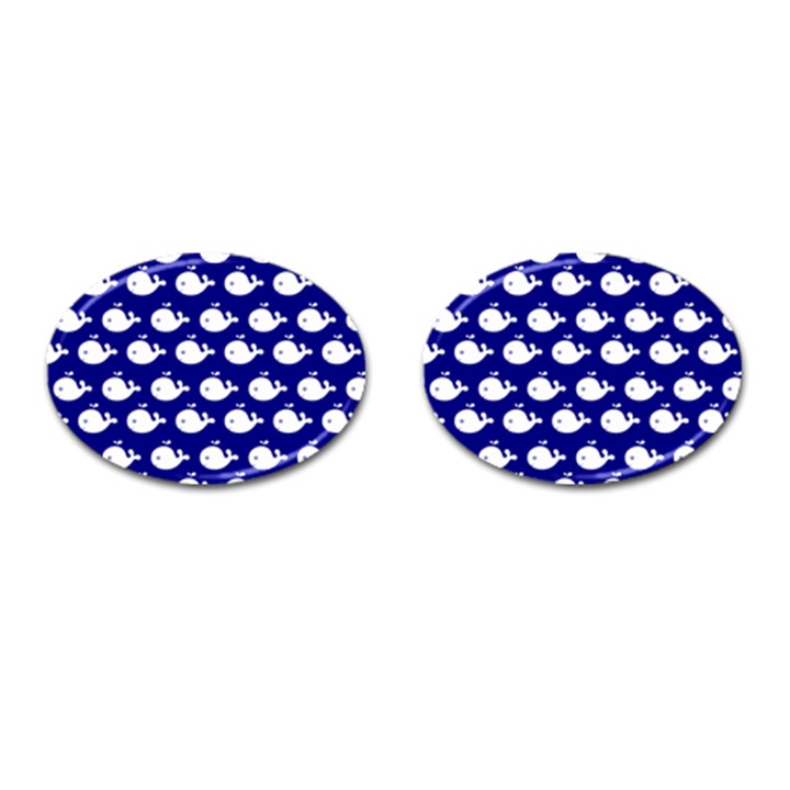 Cute Whale Illustration Pattern Cufflinks (Oval)