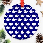 Cute Whale Illustration Pattern Round Ornament (Two Sides)  Front