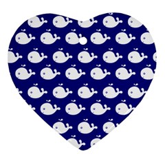 Cute Whale Illustration Pattern Heart Ornament (2 Sides) by GardenOfOphir