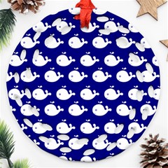 Cute Whale Illustration Pattern Ornament (round Filigree) 