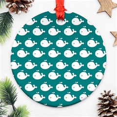 Cute Whale Illustration Pattern Ornament (round)  by GardenOfOphir