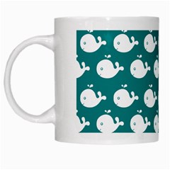 Cute Whale Illustration Pattern White Mugs by GardenOfOphir