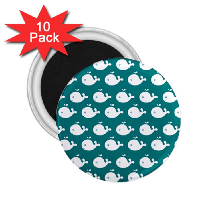 Cute Whale Illustration Pattern 2.25  Magnets (10 pack) 