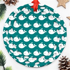 Cute Whale Illustration Pattern Ornament (round Filigree) 