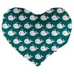 Cute Whale Illustration Pattern Large 19  Premium Heart Shape Cushions by GardenOfOphir