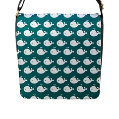 Cute Whale Illustration Pattern Flap Messenger Bag (l)  by GardenOfOphir