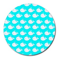 Cute Whale Illustration Pattern Round Mousepads by GardenOfOphir