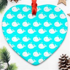 Cute Whale Illustration Pattern Heart Ornament (2 Sides) by GardenOfOphir