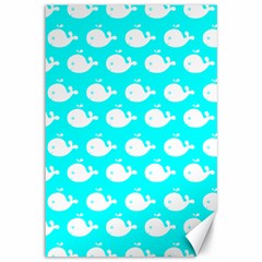 Cute Whale Illustration Pattern Canvas 12  X 18   by GardenOfOphir