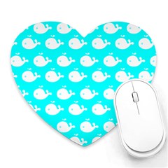 Cute Whale Illustration Pattern Heart Mousepads by GardenOfOphir