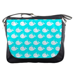 Cute Whale Illustration Pattern Messenger Bags by GardenOfOphir