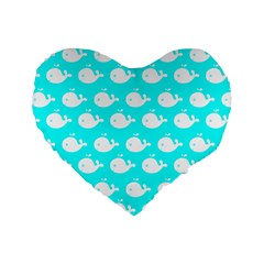 Cute Whale Illustration Pattern Standard 16  Premium Heart Shape Cushions by GardenOfOphir