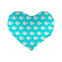 Cute Whale Illustration Pattern Standard 16  Premium Flano Heart Shape Cushions by GardenOfOphir