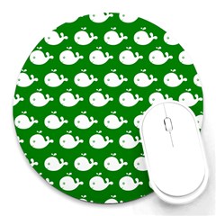 Cute Whale Illustration Pattern Round Mousepads by GardenOfOphir