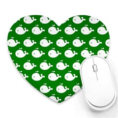 Cute Whale Illustration Pattern Heart Mousepads by GardenOfOphir