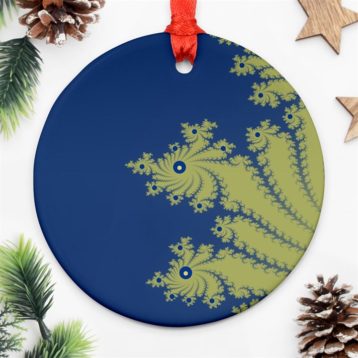 Blue and Green Design Round Ornament (Two Sides) 