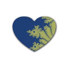 Blue And Green Design Rubber Coaster (heart) 