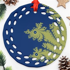 Blue And Green Design Round Filigree Ornament (2side)