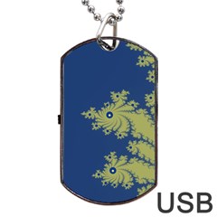 Blue And Green Design Dog Tag Usb Flash (one Side)