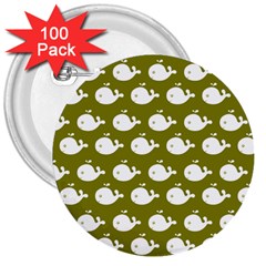 Cute Whale Illustration Pattern 3  Buttons (100 Pack)  by GardenOfOphir