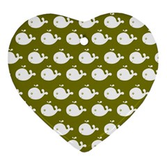 Cute Whale Illustration Pattern Heart Ornament (2 Sides)