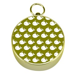 Cute Whale Illustration Pattern Gold Compasses by GardenOfOphir