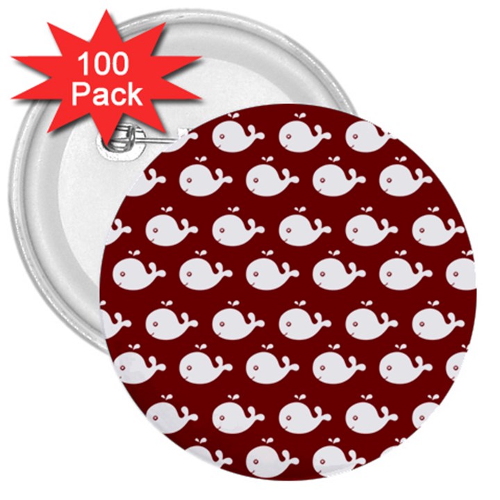 Cute Whale Illustration Pattern 3  Buttons (100 pack) 