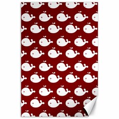 Cute Whale Illustration Pattern Canvas 24  X 36  by GardenOfOphir