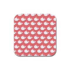 Cute Whale Illustration Pattern Rubber Square Coaster (4 Pack)  by GardenOfOphir