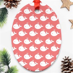 Cute Whale Illustration Pattern Oval Ornament (two Sides)