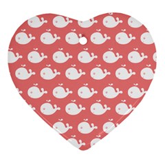 Cute Whale Illustration Pattern Heart Ornament (2 Sides) by GardenOfOphir