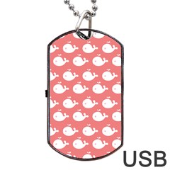 Cute Whale Illustration Pattern Dog Tag Usb Flash (two Sides)  by GardenOfOphir