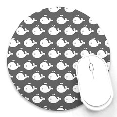 Cute Whale Illustration Pattern Round Mousepads by GardenOfOphir