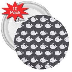 Cute Whale Illustration Pattern 3  Buttons (10 Pack)  by GardenOfOphir