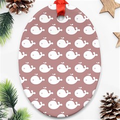 Cute Whale Illustration Pattern Ornament (oval) 