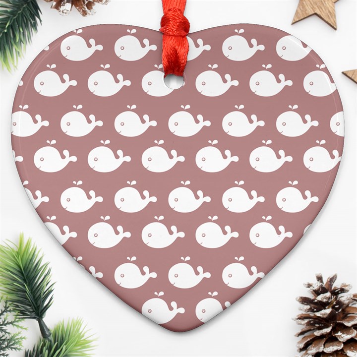 Cute Whale Illustration Pattern Ornament (Heart) 