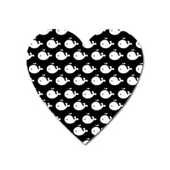 Cute Whale Illustration Pattern Heart Magnet by GardenOfOphir