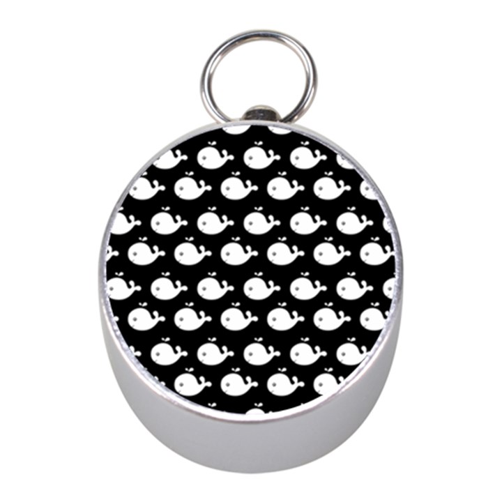 Cute Whale Illustration Pattern Mini Silver Compasses