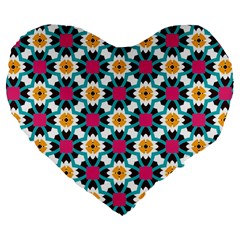 Cute Pattern Gifts Large 19  Premium Flano Heart Shape Cushions